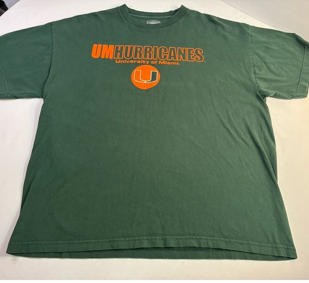 Miami Hurricanes Team Champs T-Shirt Men's XL Green University of Miami Graphic